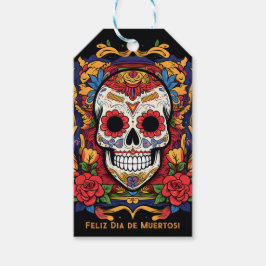 Anpassningsbar text Dia de Muertos ☠️ Sugar Skull Presentetikett