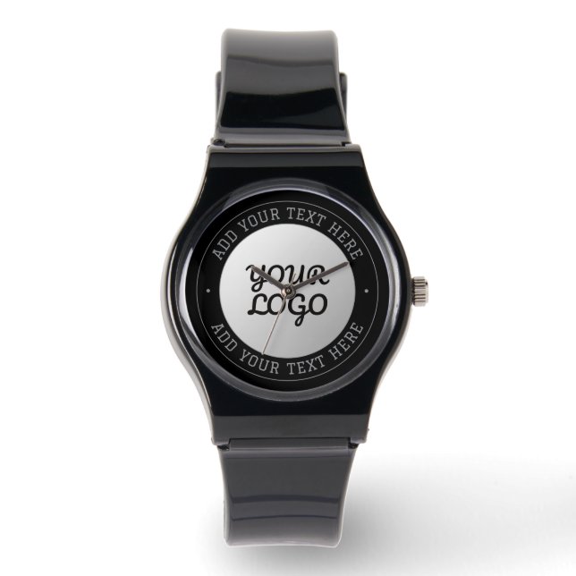 Anpassningsbar text & din logotyp | Grå gradient Armbandsur (Framsida)