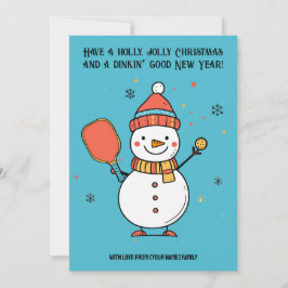 Anpassningsbar Text Dinking Snögubbe Julkort