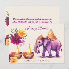 Anpassningsbar text, Diwali Elephant Grace Julkort