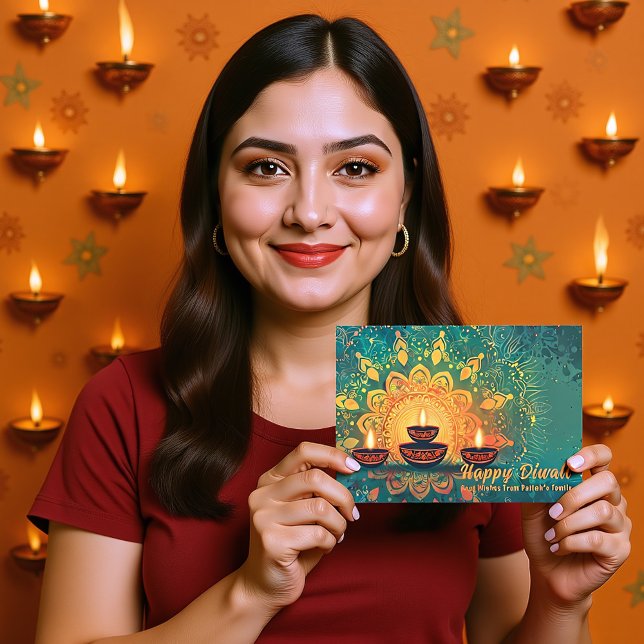 Anpassningsbar text, Diwali Festival Radiance Julkort (Custom text, Diwali Festival Radiance Holiday Card)