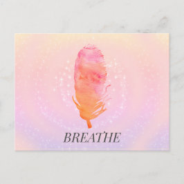 Anpassningsbar Text Dreamy Himlar Söt Rosa Feather Vykort