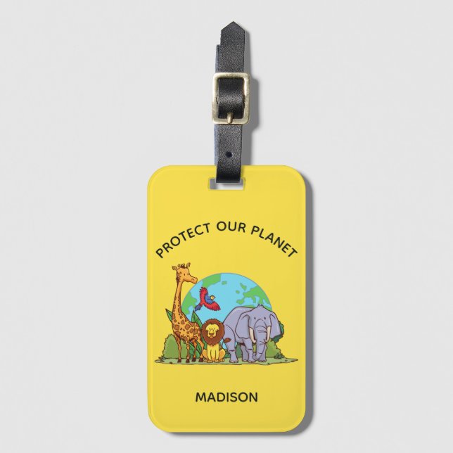 Anpassningsbar Text Earth med Animals Bagagebricka (Framsida vertikal)