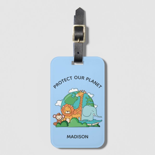 Anpassningsbar Text Earth med Animals Bagagebricka (Framsida vertikal)