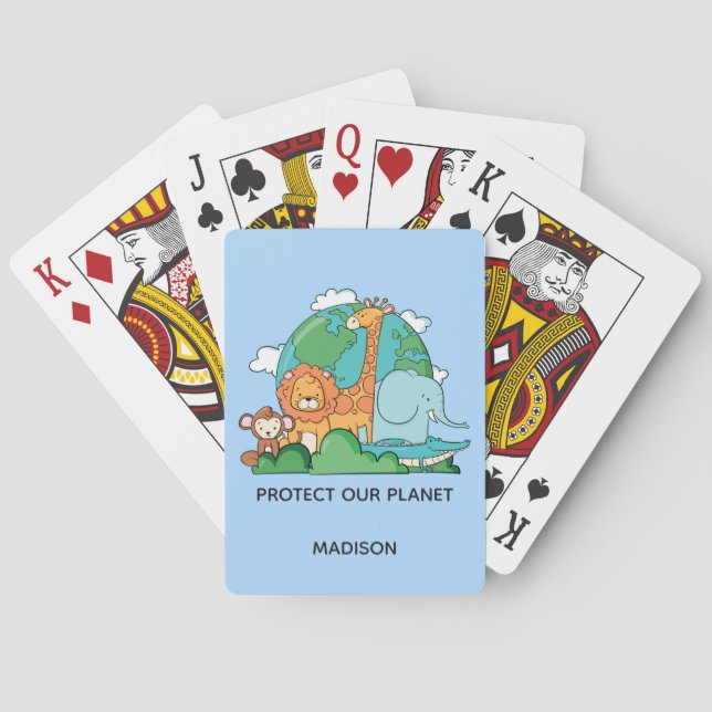 Anpassningsbar Text Earth med Animals Casinokort (Baksidan)