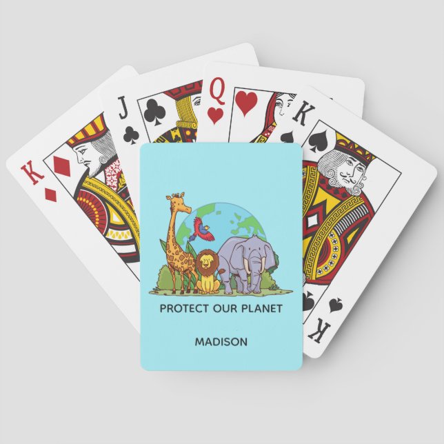 Anpassningsbar Text Earth med Animals Casinokort (Baksidan)