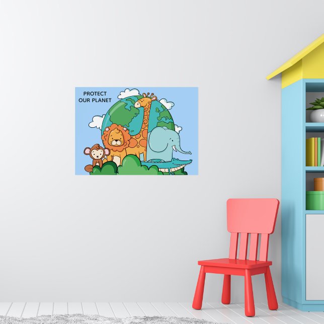 Anpassningsbar Text Earth med Animals Poster (Barnkammare 1)
