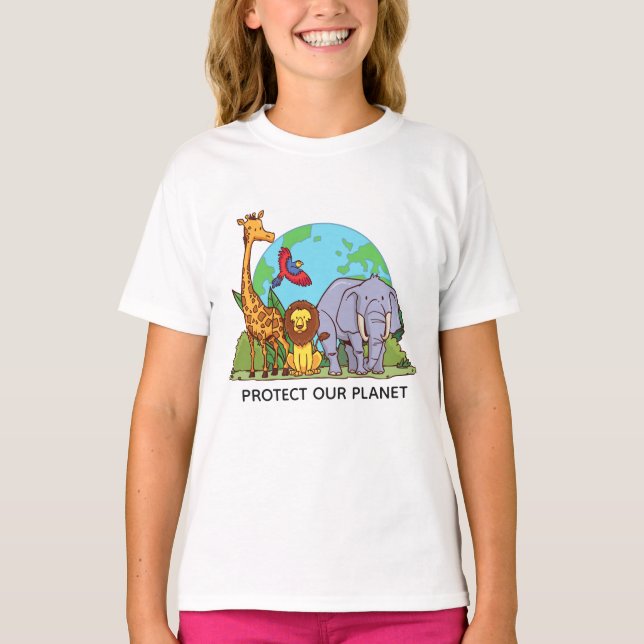 Anpassningsbar Text Earth med Animals T Shirt (Framsida)