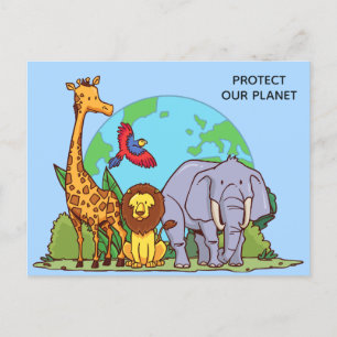 Anpassningsbar Text Earth med Animals Vykort