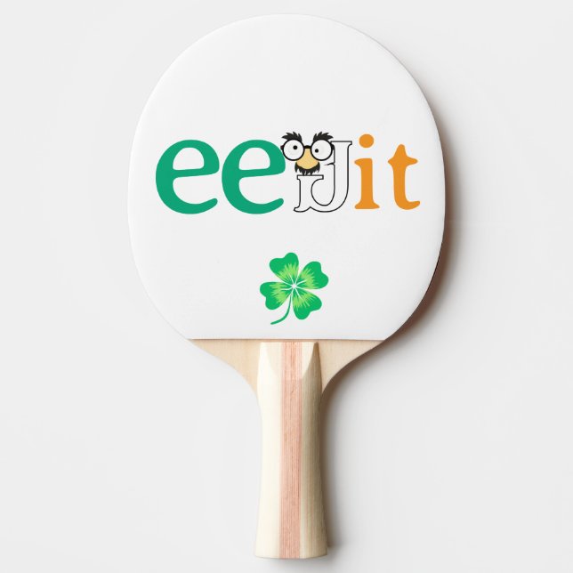 Anpassningsbar Text Eejit Ireland Flagga Färg Pingisracket (Framsidan)