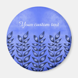 Anpassningsbar Text Elegant Plant with Po Löv Blue Magnet