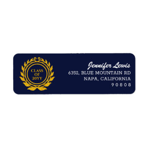 Anpassningsbar Text Emblem Stil Blue Guld Returadr Returadress Etikett