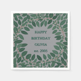 Anpassningsbar text eucalyptus Ram - grått Pappersservett