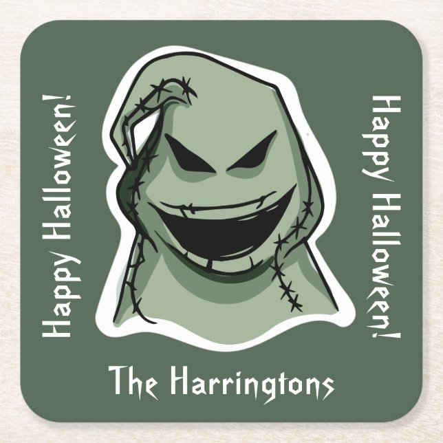 Anpassningsbar text & färg 1/4 Halloween-skapelser Underlägg Papper Kvadrat (Framsidan)