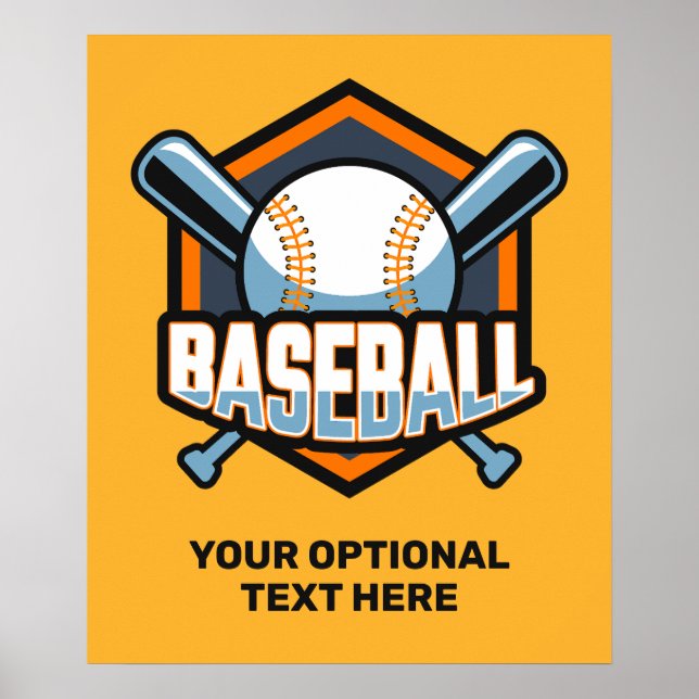 Anpassningsbar Text & Färg Baseball Poster (Framsidan)