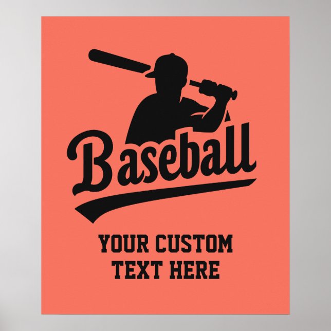Anpassningsbar Text & Färg Baseball Poster (Framsidan)