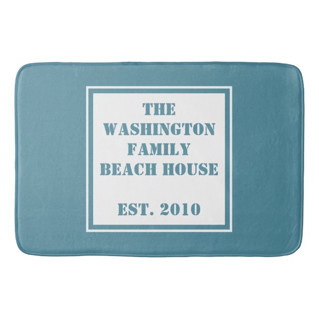Anpassningsbar Text & Färg Beach House-badkar Badrumsmatta (Framsidan)