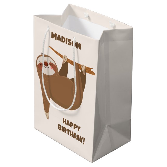 Anpassningsbar Text & Färg Cute Sloth (Baksidan Vinklad)