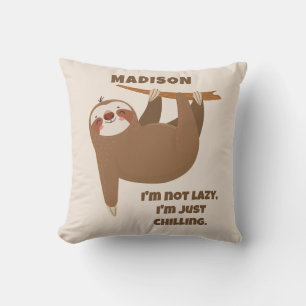 Anpassningsbar Text & Färg Cute Sloth Kudde