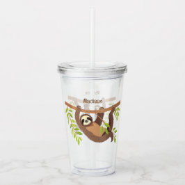 Anpassningsbar Text & Färg Cute Sloth Take Away Mugg