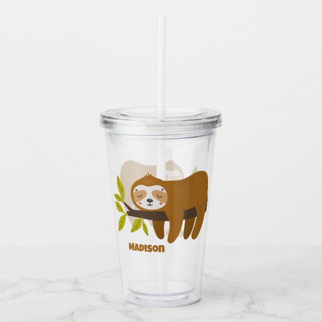 Anpassningsbar Text & Färg Cute Sloth Take Away Mugg (Framsida)