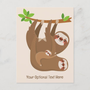 Anpassningsbar Text & Färg Cute Sloth Vykort