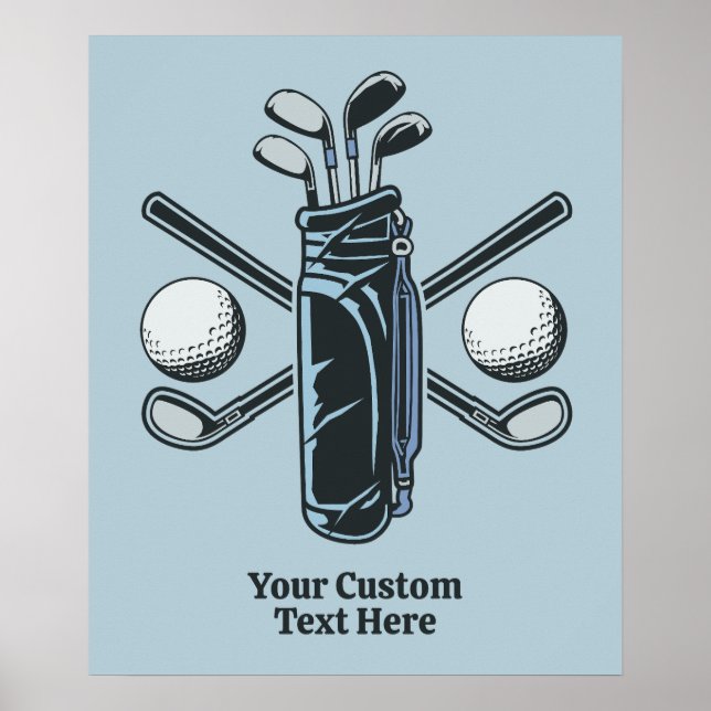 Anpassningsbar Text & Färg Golf Poster (Framsidan)