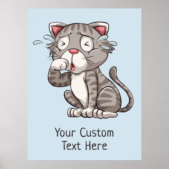 Anpassningsbar text & färg Gråt Katt poster (Framsidan)