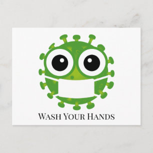 Anpassningsbar Text/Färg Grönt Virus Germ Emoji Tv Vykort