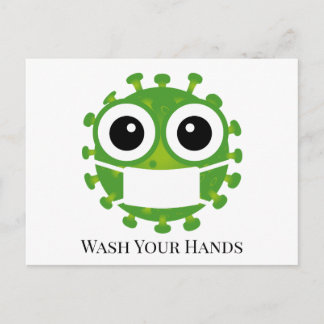 Anpassningsbar Text/Färg Grönt Virus Germ Emoji Tv Vykort