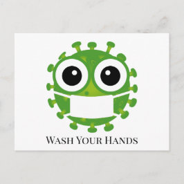 Anpassningsbar Text/Färg Grönt Virus Germ Emoji Tv Vykort