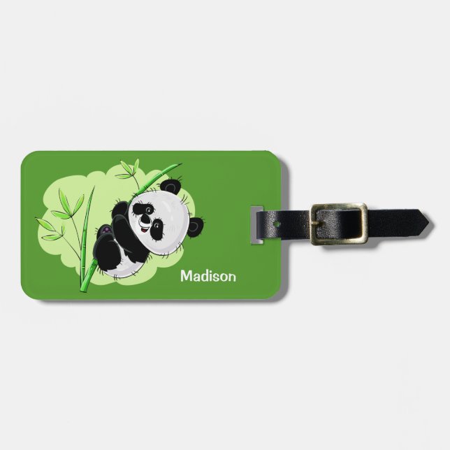 Anpassningsbar text & färg Panda-bagagetapp 4/4 Bagagebricka (Horisontell Framsida)