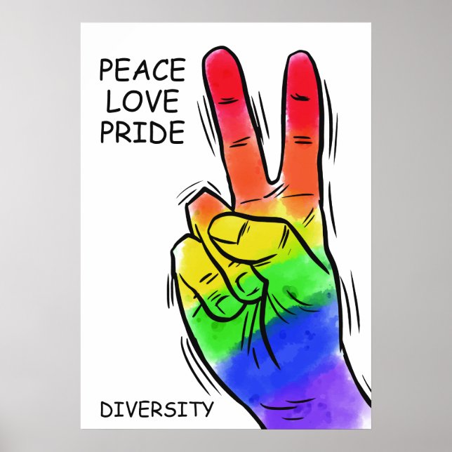 Anpassningsbar text & färg Rainbow Peace poster (Framsidan)