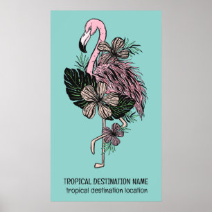 Anpassningsbar Text & Färg Rosa Flamingo Poster