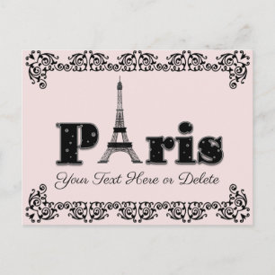 Anpassningsbar Text/Färg Rosa Paris Eiffel Torn Vykort