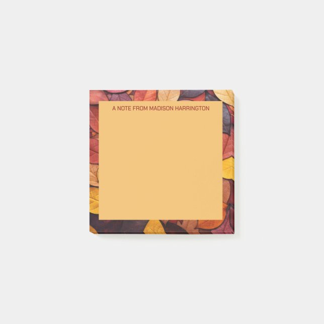 Anpassningsbar Text Färgfull Höst löv Post-it Block (Framsida)