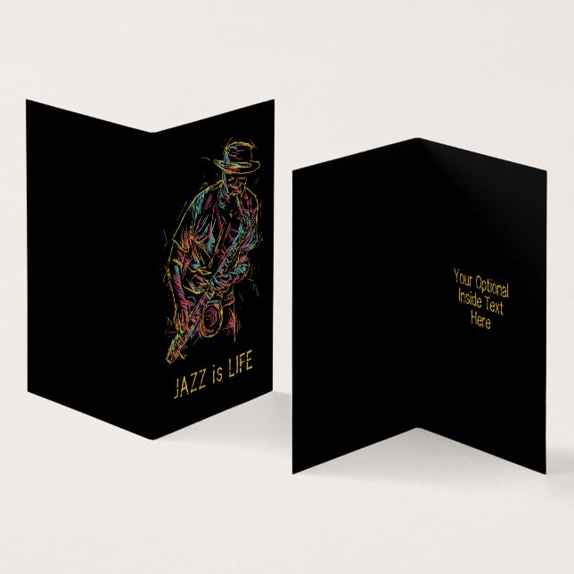 Anpassningsbar text Färgfull Jazz Player Kort (In- och utsida)