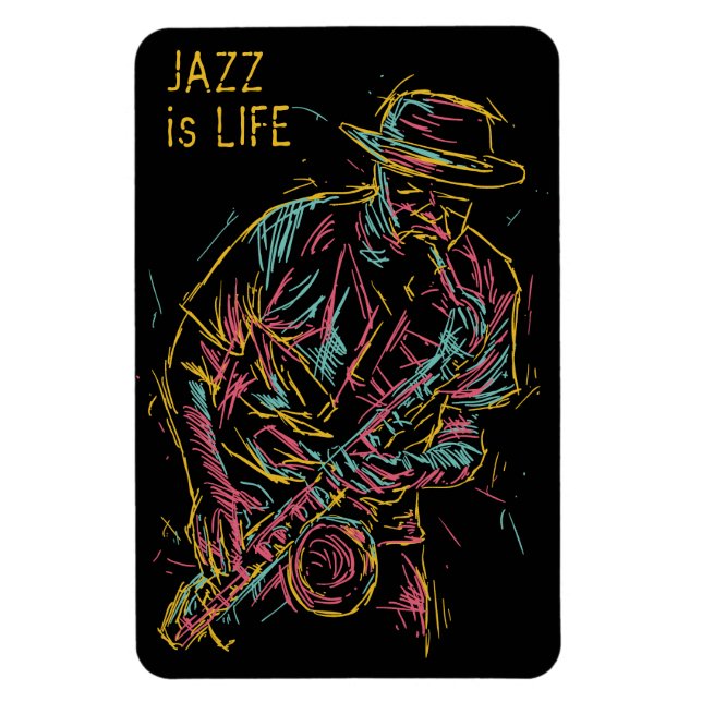 Anpassningsbar text Färgfull Jazz Player Magnet (Vertikal)