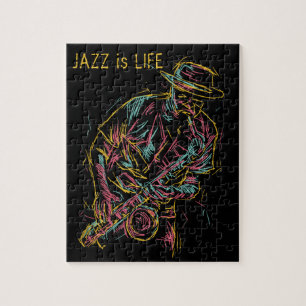 Anpassningsbar text Färgfull Jazz Player Pussel
