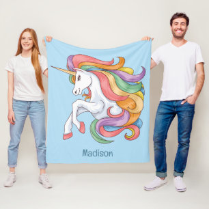 Anpassningsbar Text färgstark Unicorn Fleecefilt