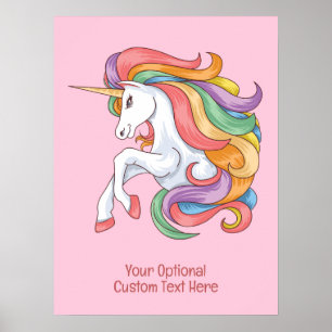 Anpassningsbar Text färgstark Unicorn Poster