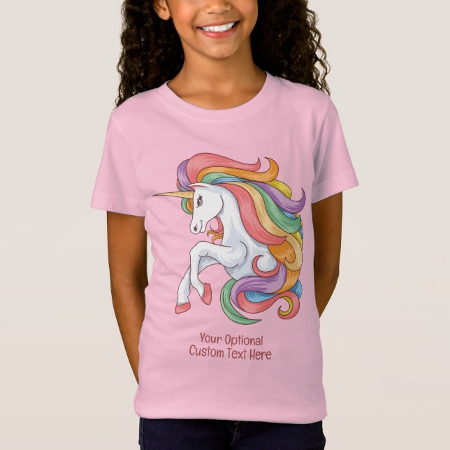 Anpassningsbar Text färgstark Unicorn T Shirt (Framsida)