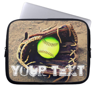 Anpassningsbar Text Fastpitch Softball Laptop slee Fodral