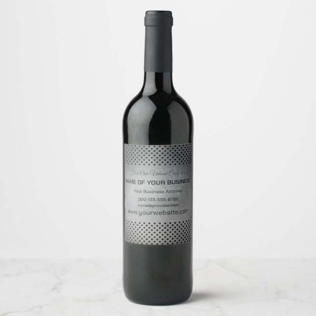 Anpassningsbar Text Faux Metall Vinflaska Etikett (Framsida)