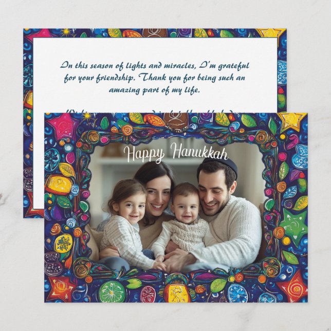 Anpassningsbar Text festival Ljus Vibrant Önskemål Julkort (Fram/baksida)