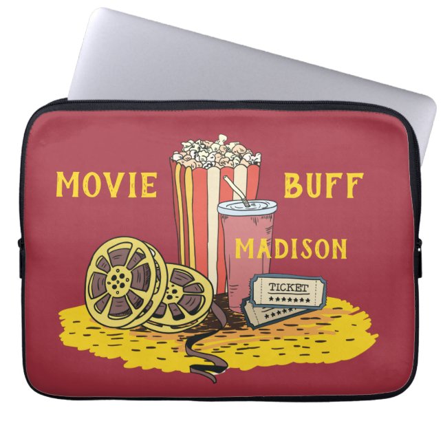 Anpassningsbar text Film Buff laptop sleeve (Framsidan)