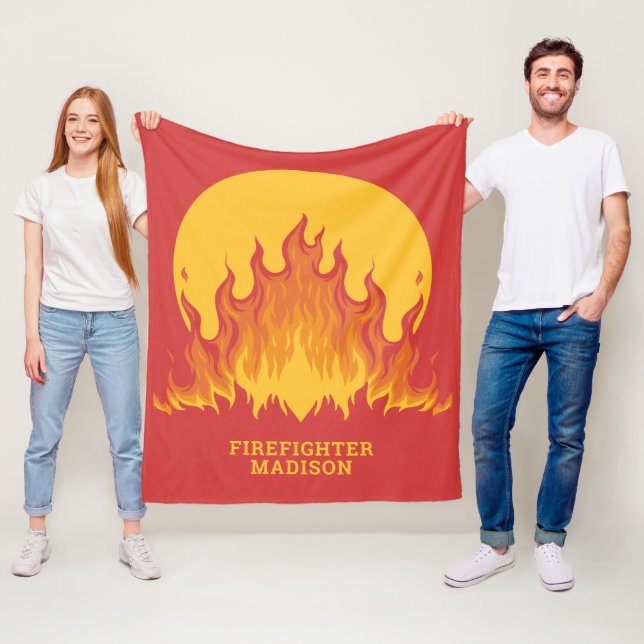 Anpassningsbar text Firefighter Fleecefilt (På plats)