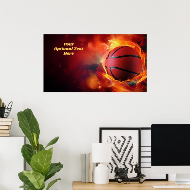 Anpassningsbar Text Flamande basket Poster (Hemmakontoret)
