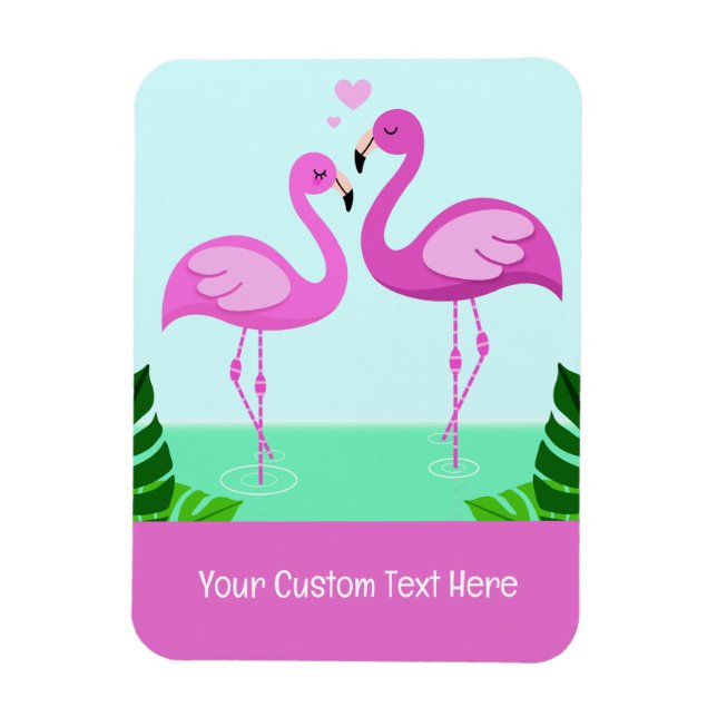 Anpassningsbar Text Flamingo Kärlek Magnet (Vertikal)