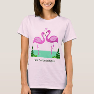 Anpassningsbar Text Flamingo Kärlek T Shirt